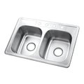 Gourmetier GKTD33226 Drop-in Double Bowl Kitchen Sink, Brushed GKTD33226